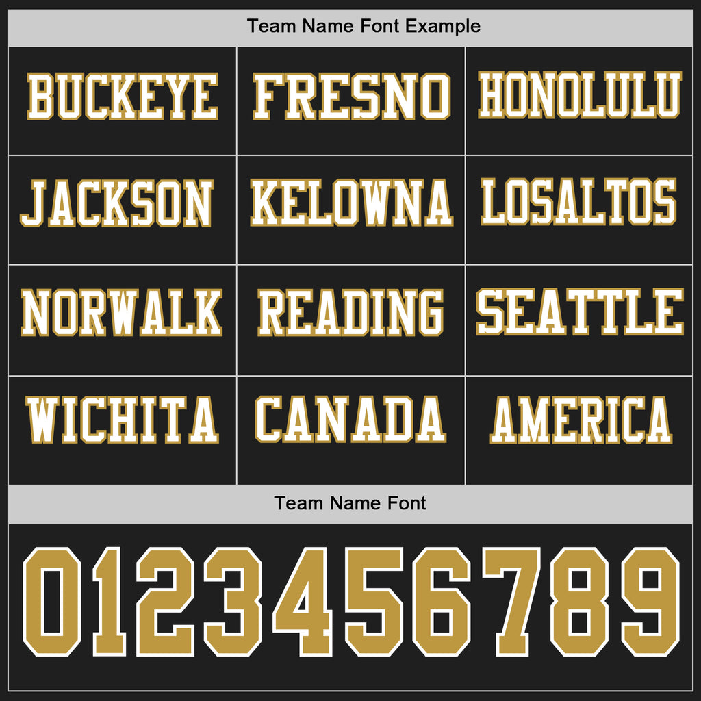 Custom Black Old Gold-White Long Sleeve Authentic Football Jersey