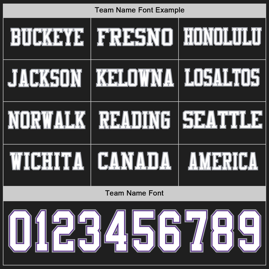 Custom Black White Purple-Gray Long Sleeve Authentic Football Jersey