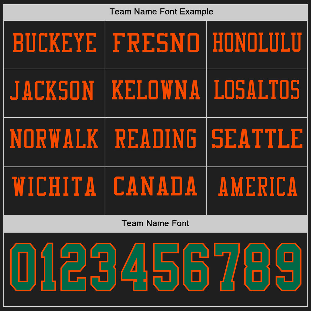 Custom Black Kelly Green-Orange Long Sleeve Authentic Football Jersey