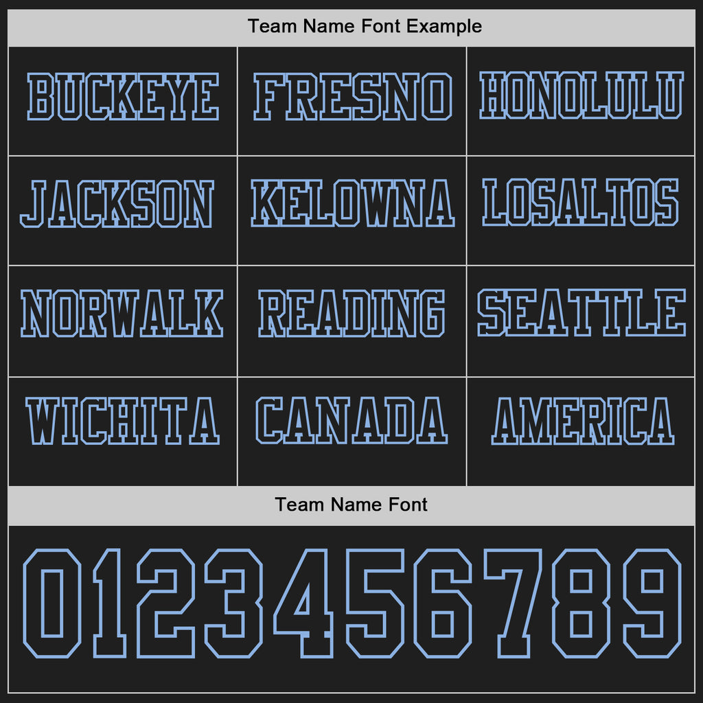 Custom Black Light Blue Long Sleeve Authentic Football Jersey