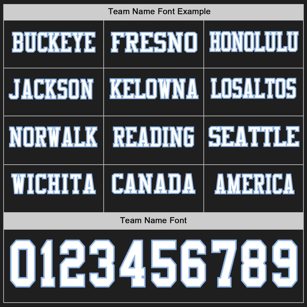 Custom Black White-Light Blue Long Sleeve Authentic Football Jersey