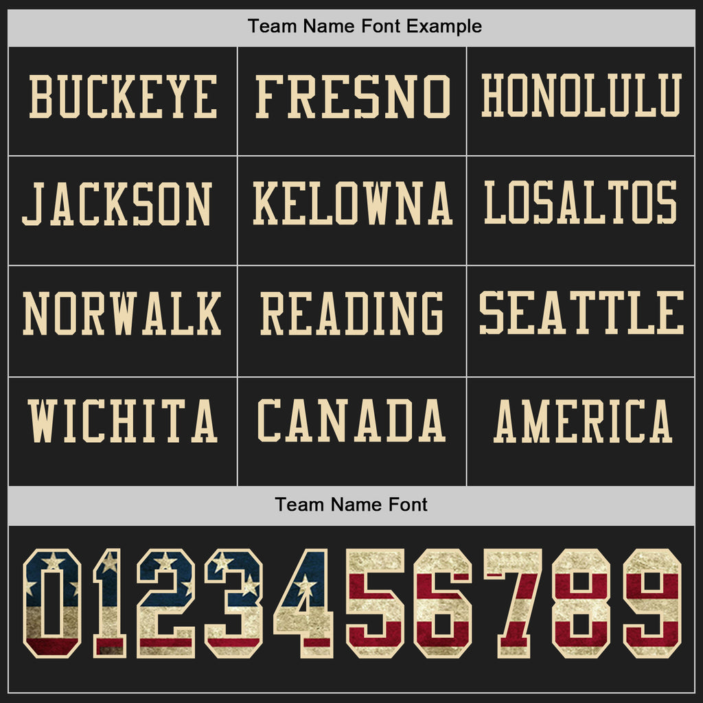Custom Black Vintage USA Flag Cream-Red Long Sleeve Authentic Football Jersey