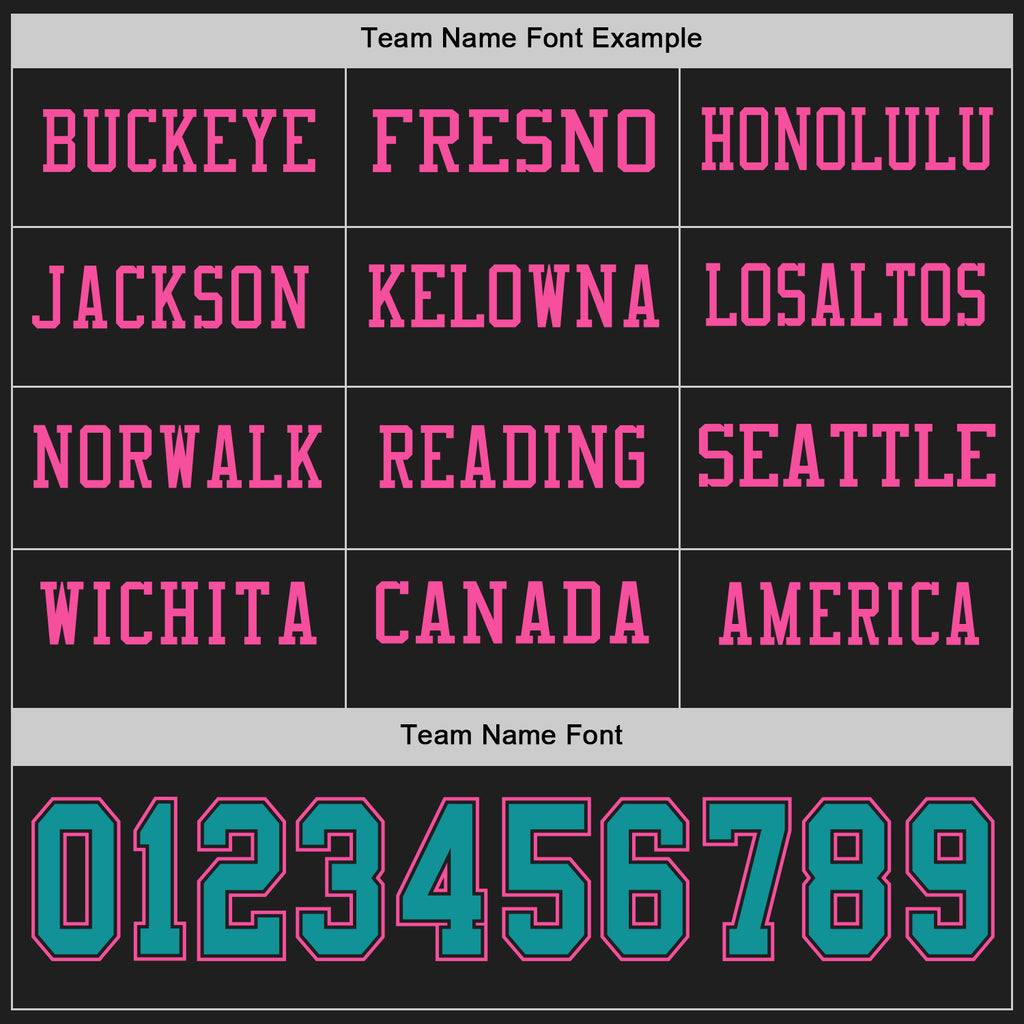 Custom Black Teal-Pink Long Sleeve Authentic Football Jersey