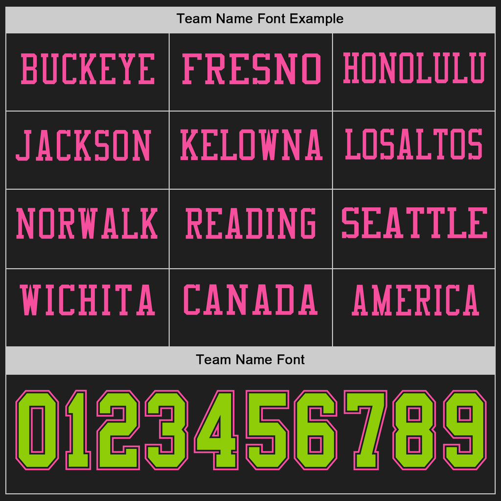 Custom Black Neon Green-Pink Long Sleeve Authentic Football Jersey