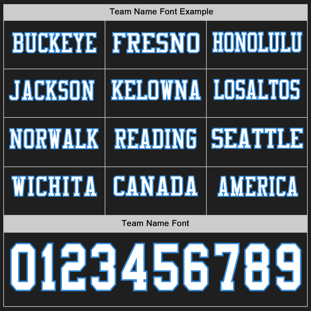 Custom Black White-Powder Blue Long Sleeve Authentic Football Jersey