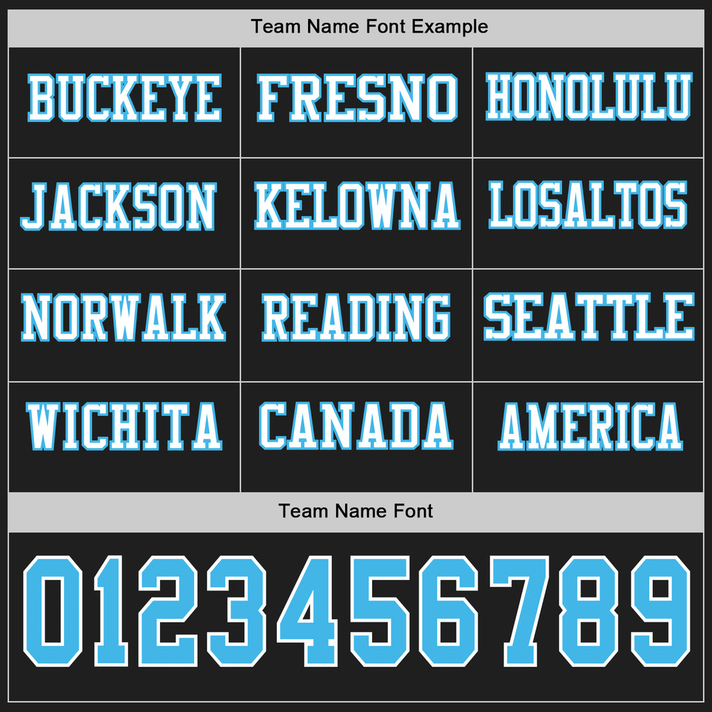Custom Black Sky Blue-White Long Sleeve Authentic Football Jersey
