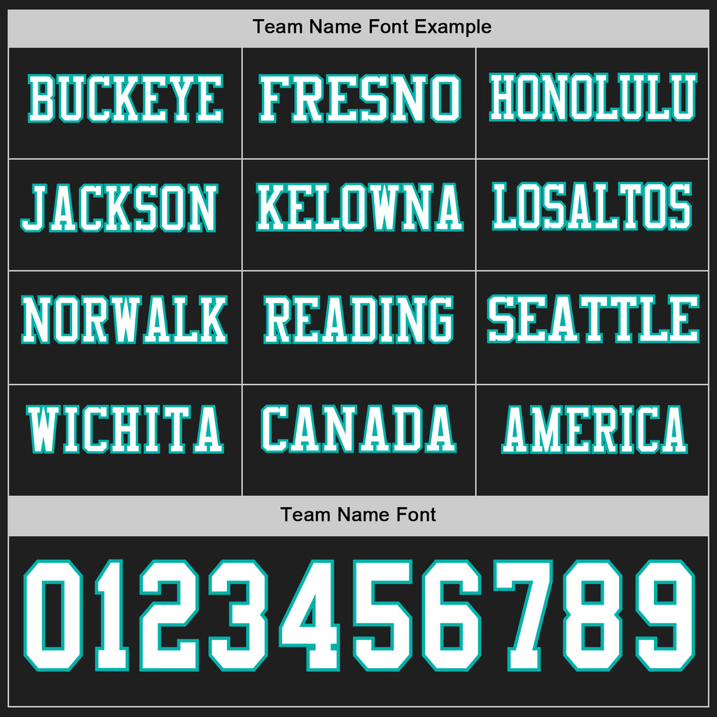 Custom Black White-Aqua Long Sleeve Authentic Football Jersey