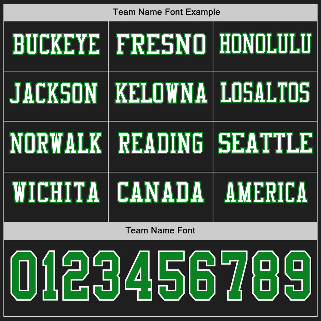 Custom Black Grass Green-White Long Sleeve Authentic Football Jersey