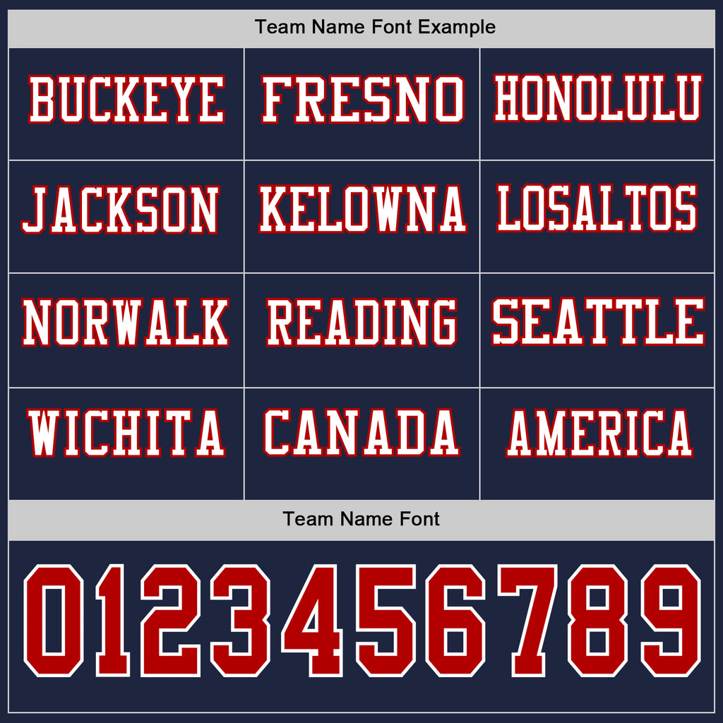 Custom Navy Red-White Long Sleeve Authentic Football Jersey