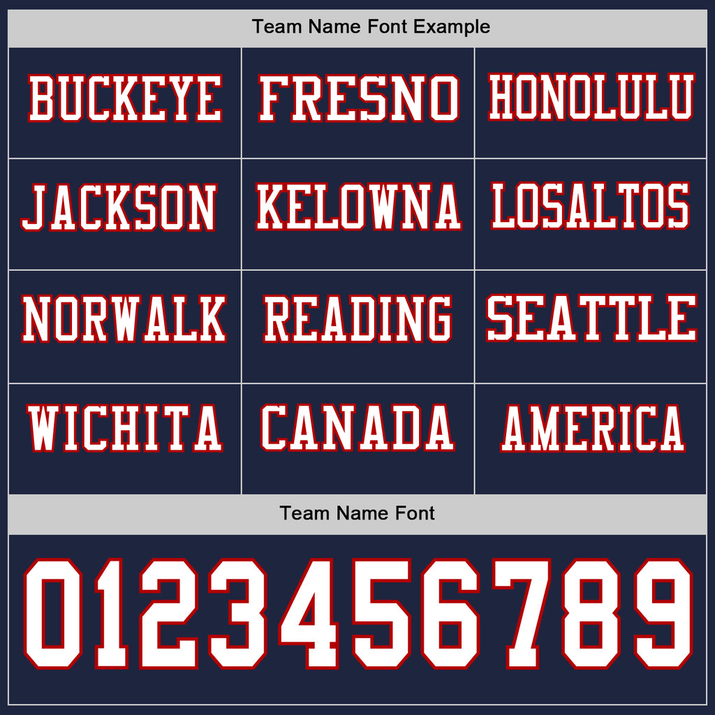 Custom Navy White-Red Long Sleeve Authentic Football Jersey