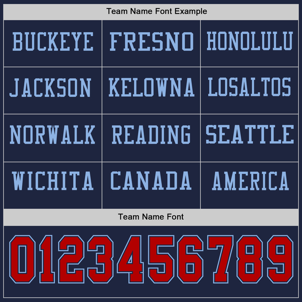Custom Navy Red-Light Blue Long Sleeve Authentic Football Jersey