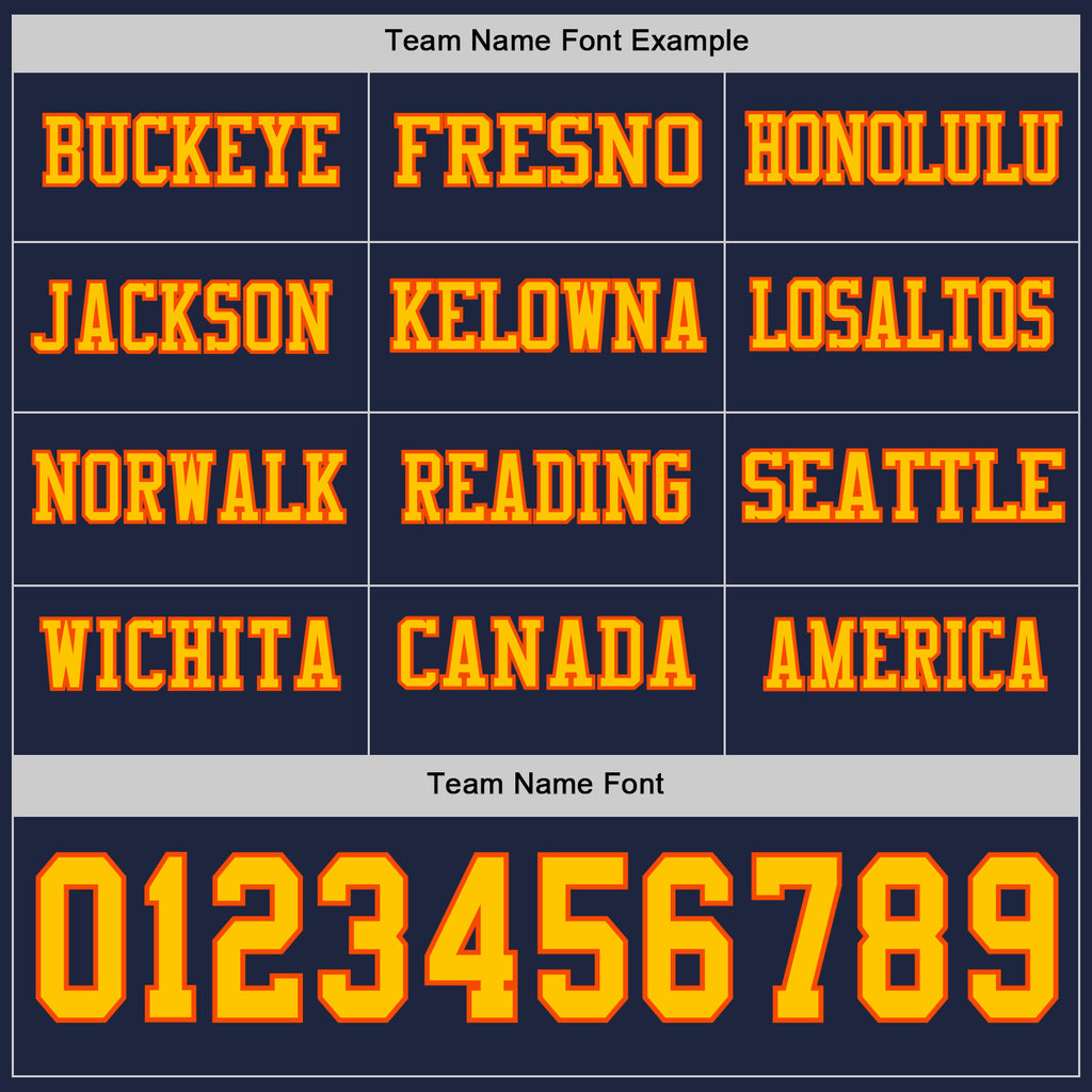 Custom Navy Yellow-Orange Long Sleeve Authentic Football Jersey
