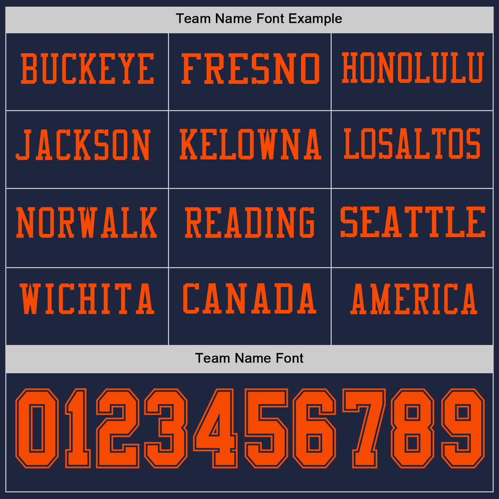 Custom Navy Orange Long Sleeve Authentic Football Jersey
