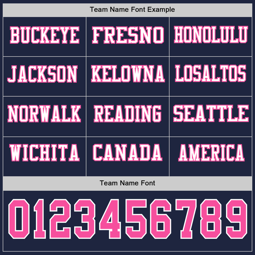 Custom Navy Pink-White Long Sleeve Authentic Football Jersey