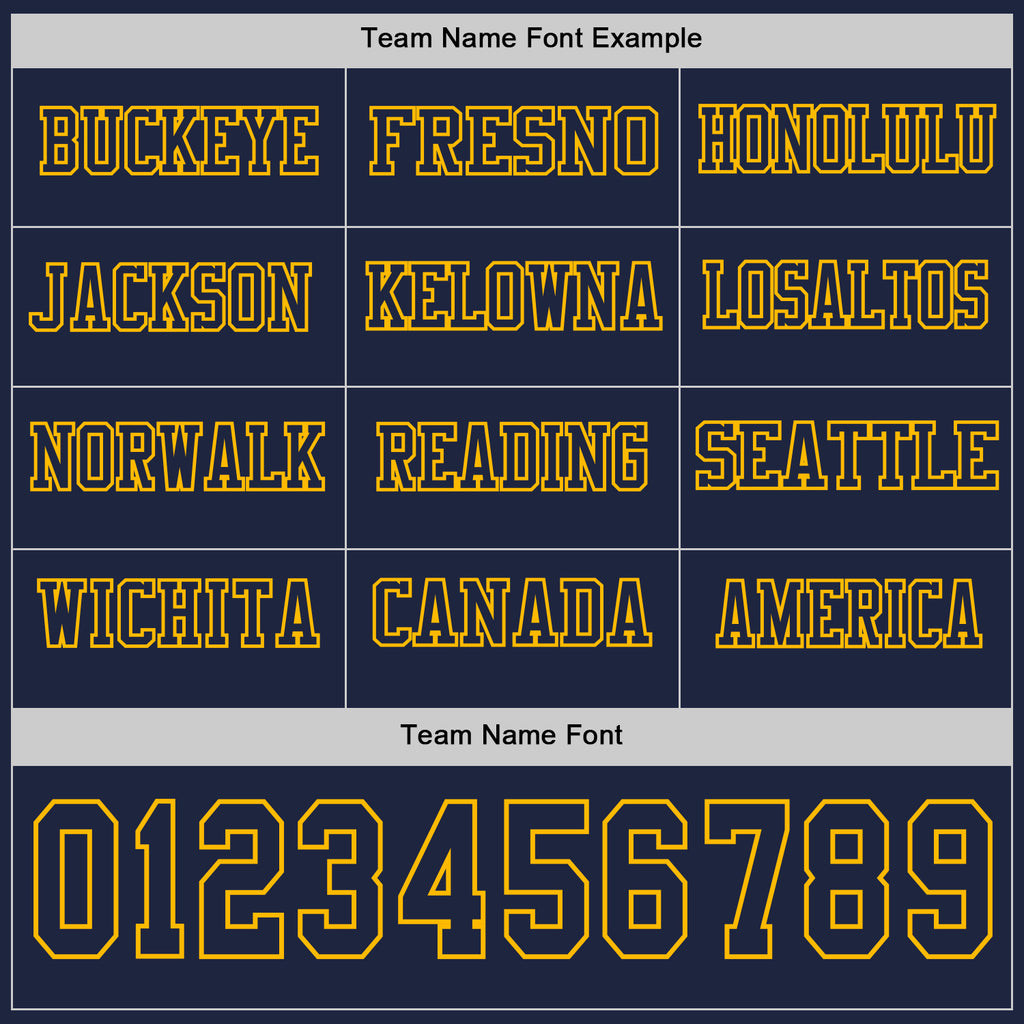 Custom Navy Gold Long Sleeve Authentic Football Jersey