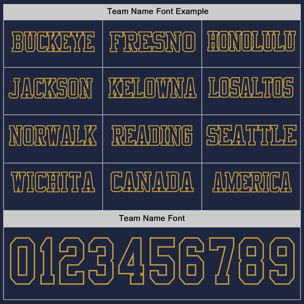Custom Navy Old Gold Long Sleeve Authentic Football Jersey