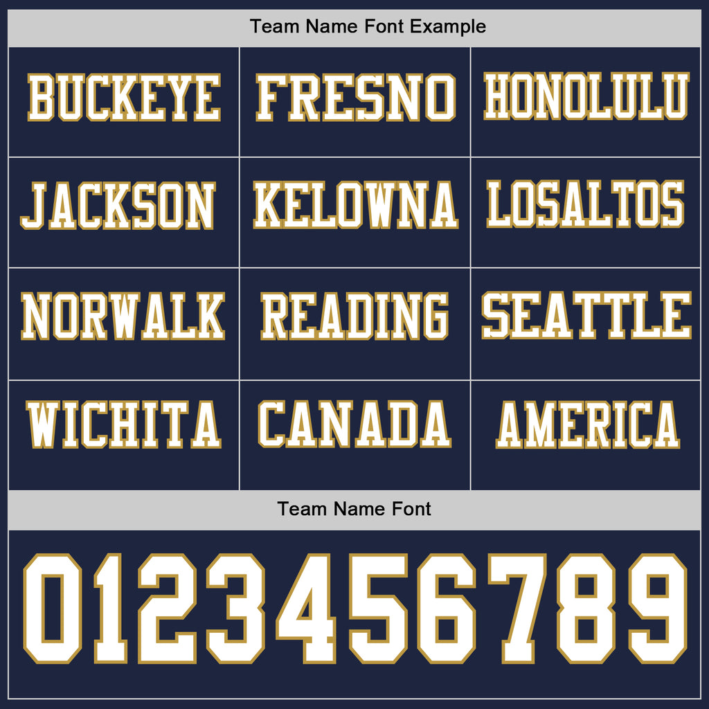 Custom Navy White-Old Gold Long Sleeve Authentic Football Jersey