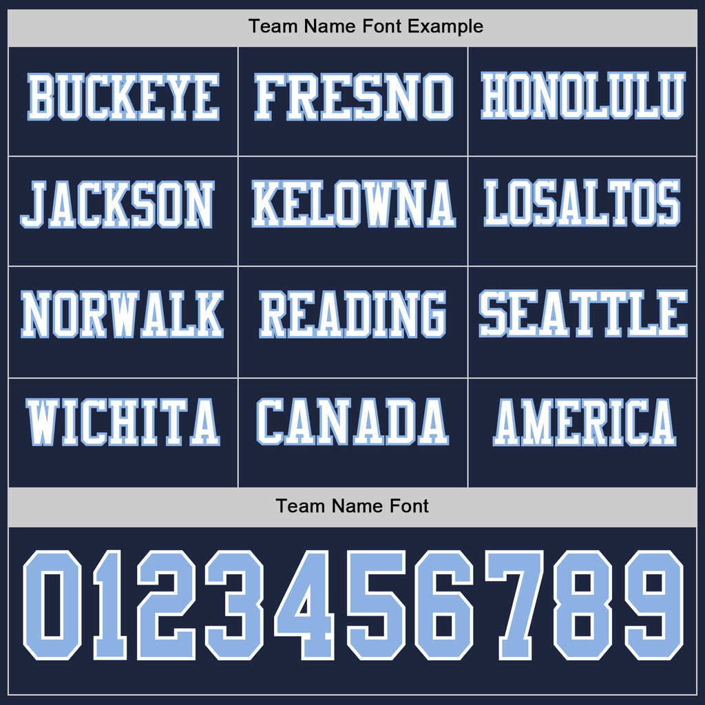 Custom Navy Light Blue-White Long Sleeve Authentic Football Jersey