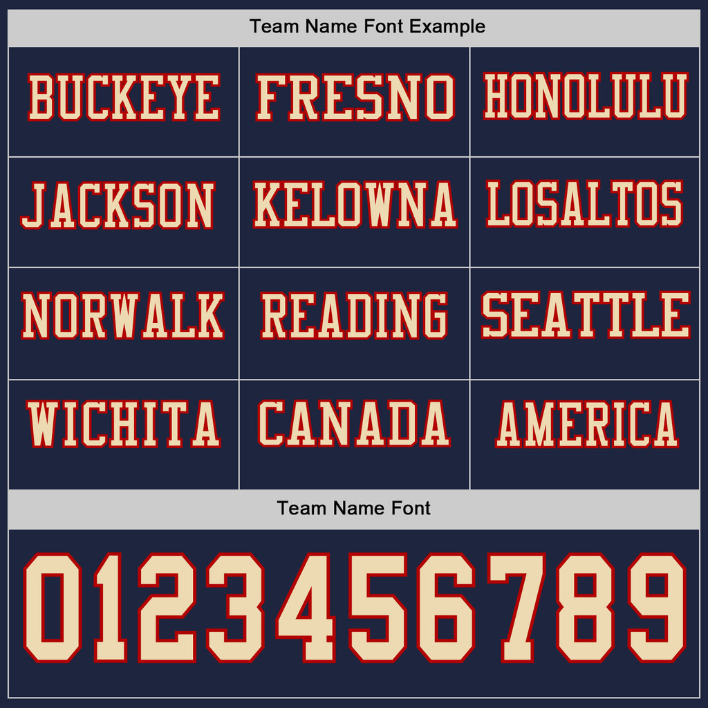 Custom Navy Cream-Red Long Sleeve Authentic Football Jersey