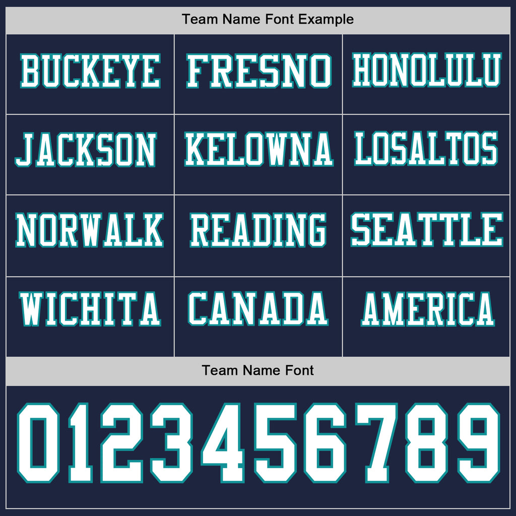 Custom Navy White-Teal Long Sleeve Authentic Football Jersey