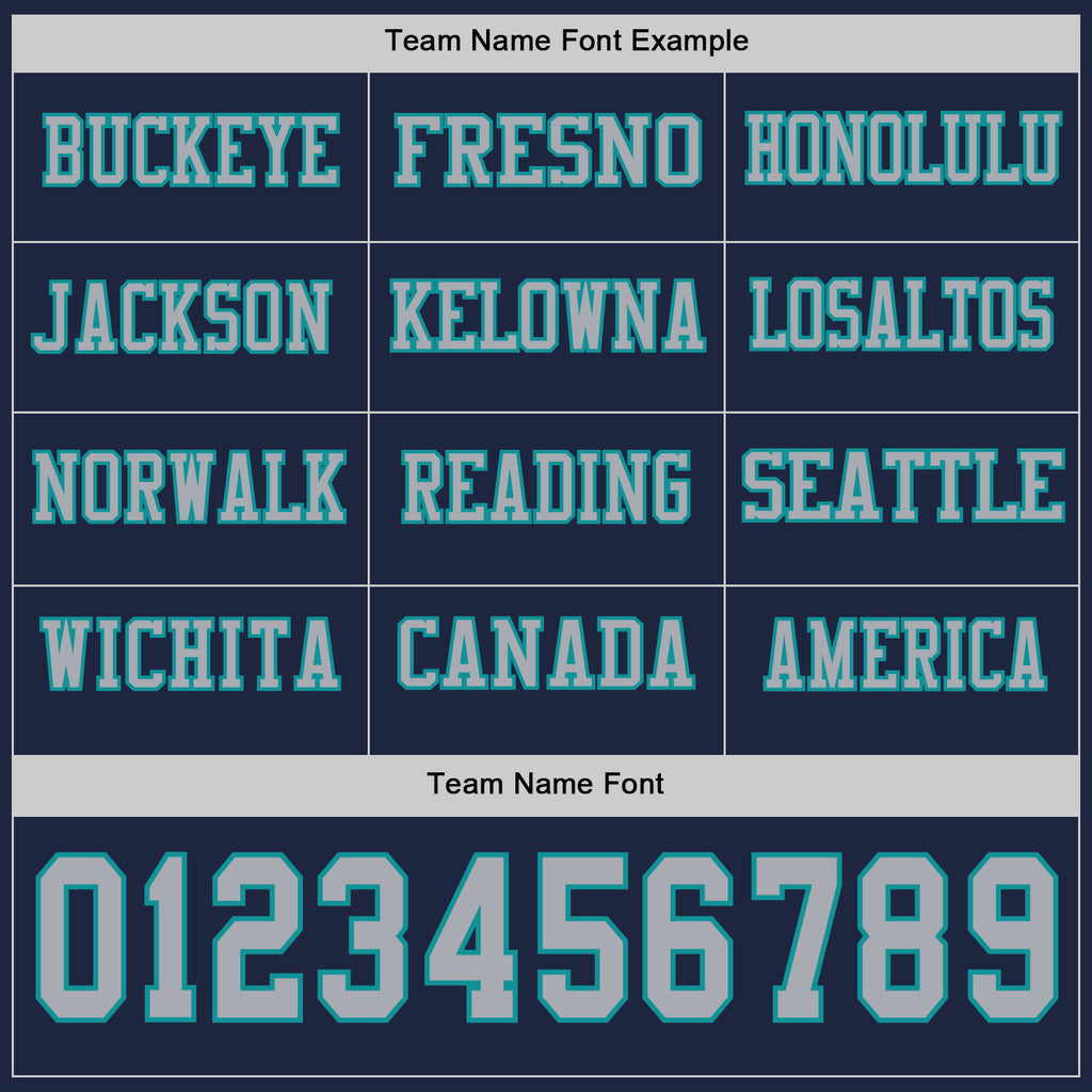 Custom Navy Gray-Teal Long Sleeve Authentic Football Jersey