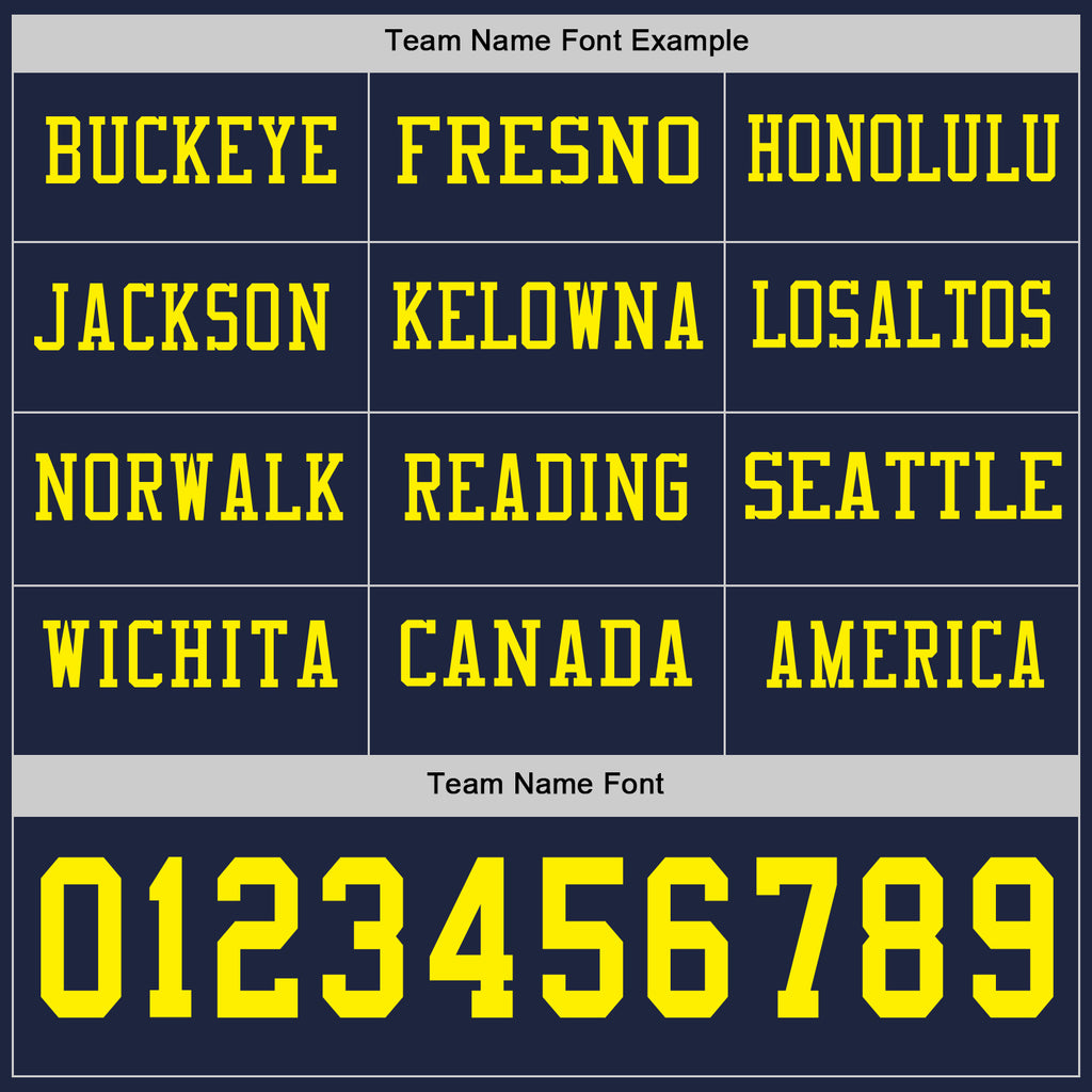 Custom Navy Light Yellow Long Sleeve Authentic Football Jersey