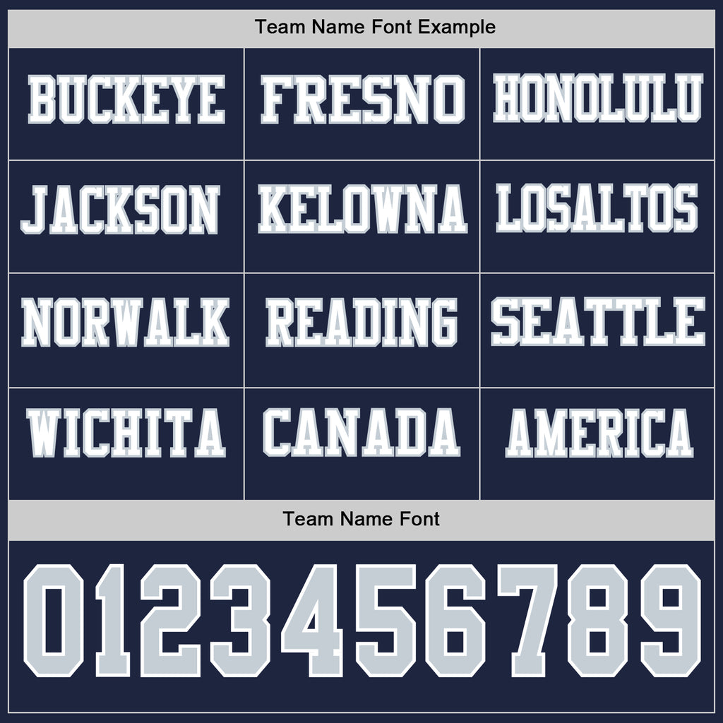 Custom Navy Silver-White Long Sleeve Authentic Football Jersey