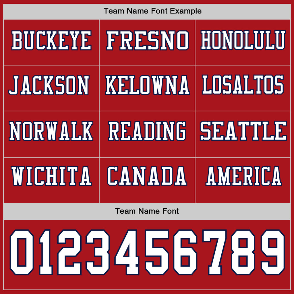 Custom Red White-Navy Long Sleeve Authentic Football Jersey