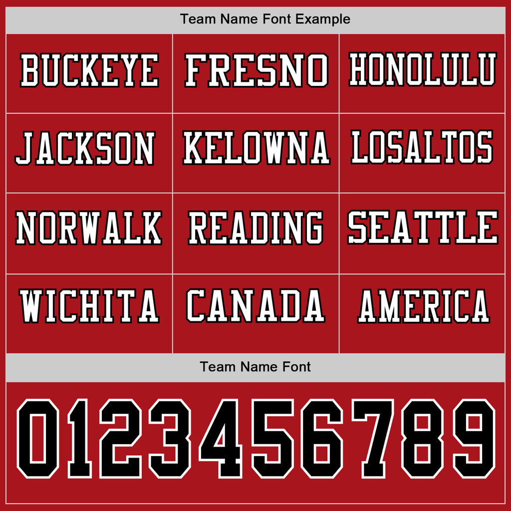 Custom Red Black-White Long Sleeve Authentic Football Jersey