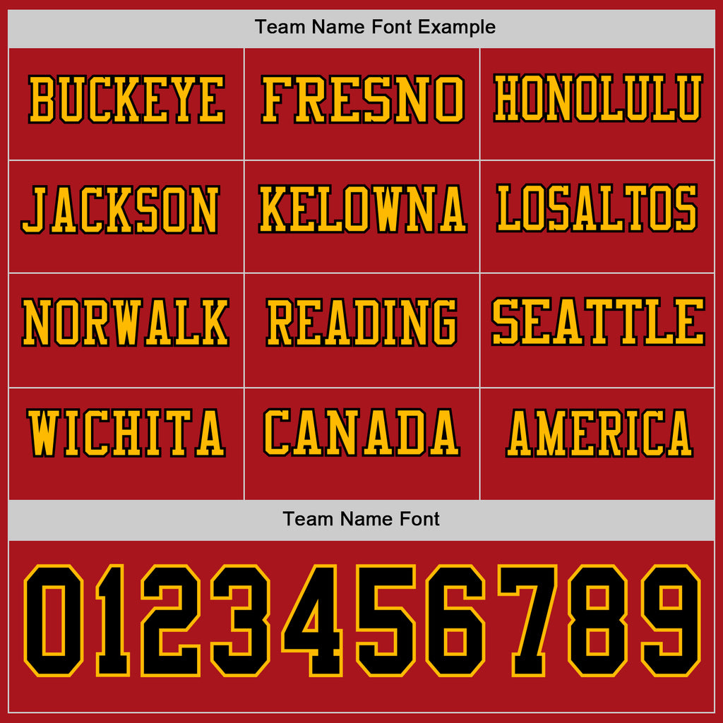 Custom Red Black-Gold Long Sleeve Authentic Football Jersey