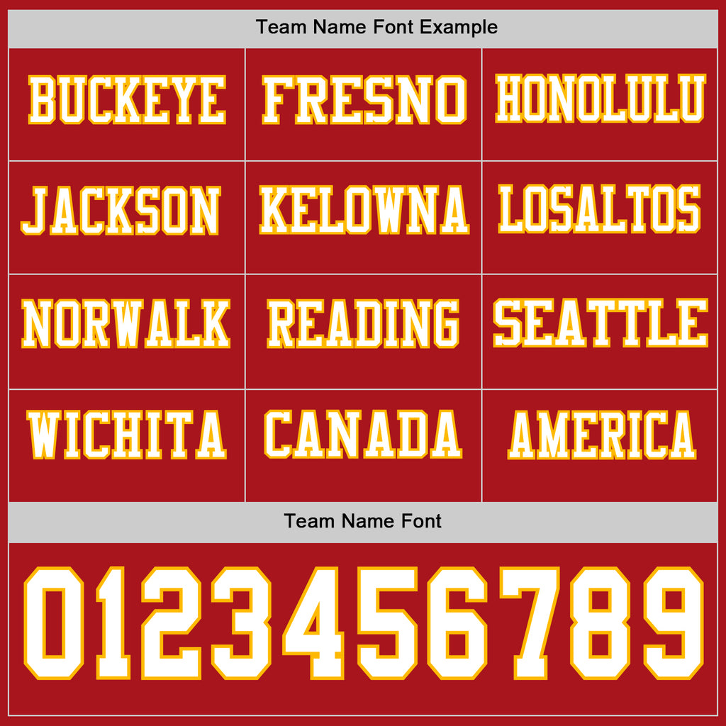 Custom Red White-Gold Long Sleeve Authentic Football Jersey