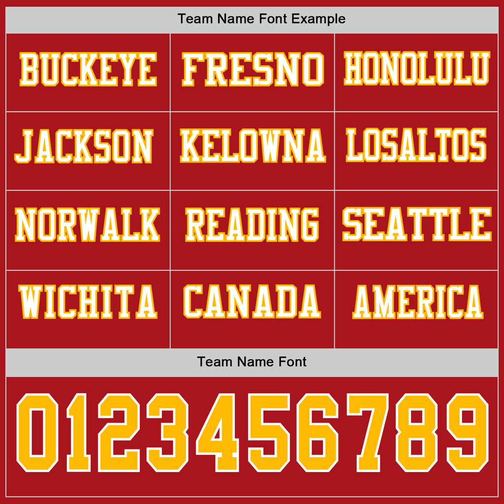 Custom Red Gold-White Long Sleeve Authentic Football Jersey