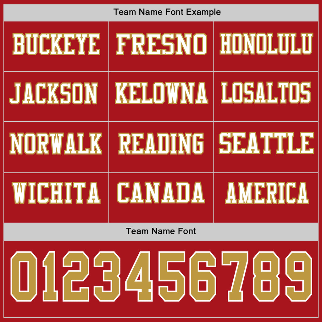 Custom Red Old Gold-White Long Sleeve Authentic Football Jersey