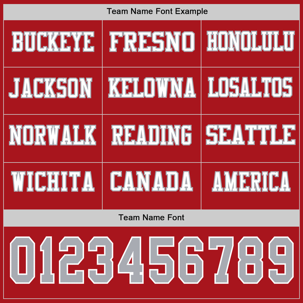 Custom Red Gray-White Long Sleeve Authentic Football Jersey