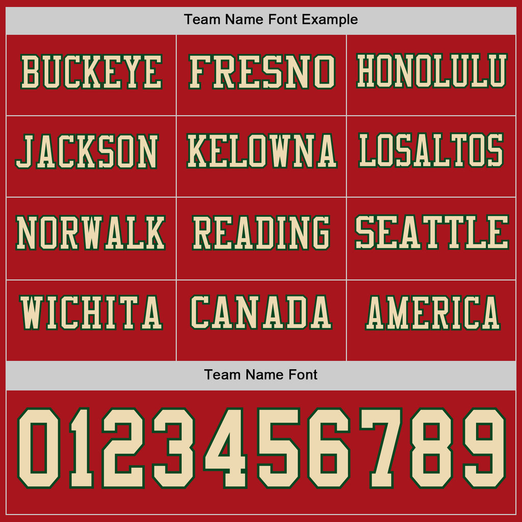Custom Red Cream-Green Long Sleeve Authentic Football Jersey