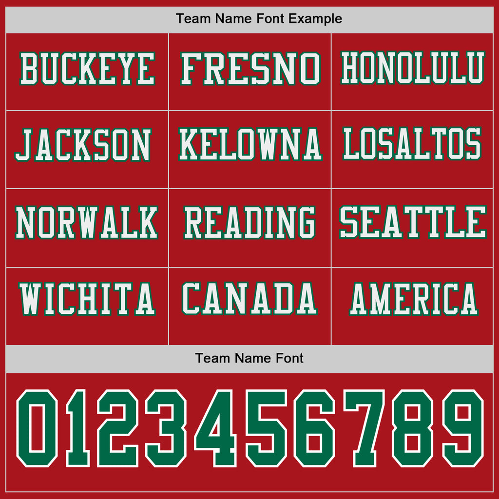 Custom Red Kelly Green-White Long Sleeve Authentic Football Jersey