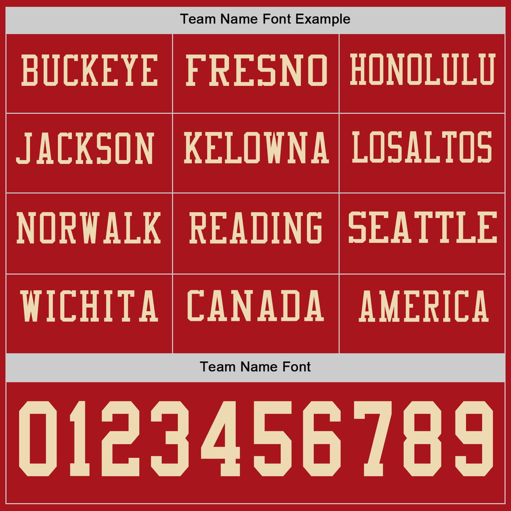 Custom Red Cream Long Sleeve Authentic Football Jersey