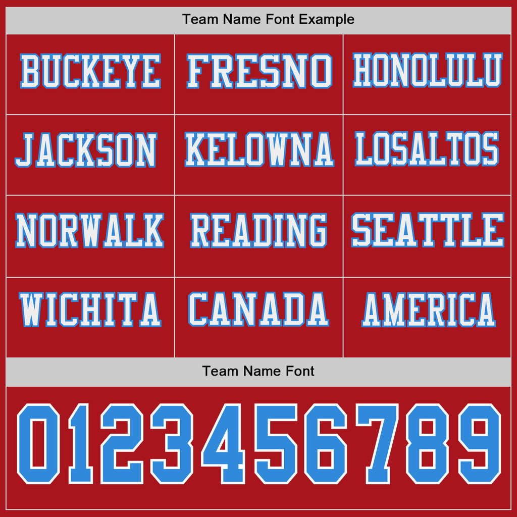 Custom Red Powder Blue-White Long Sleeve Authentic Football Jersey