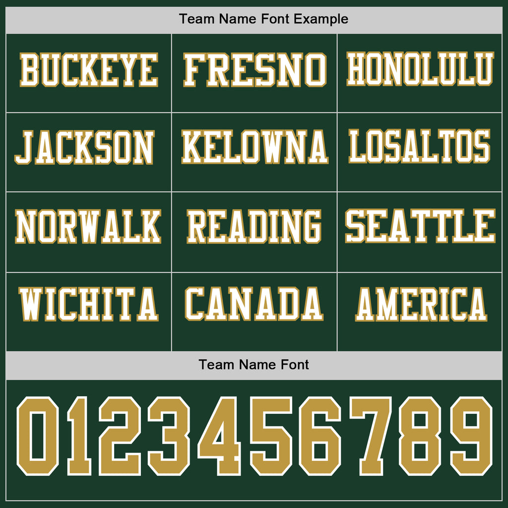 Custom Green Old Gold-White Long Sleeve Authentic Football Jersey