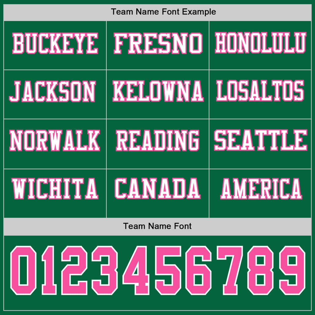 Custom Kelly Green Pink-White Long Sleeve Authentic Football Jersey
