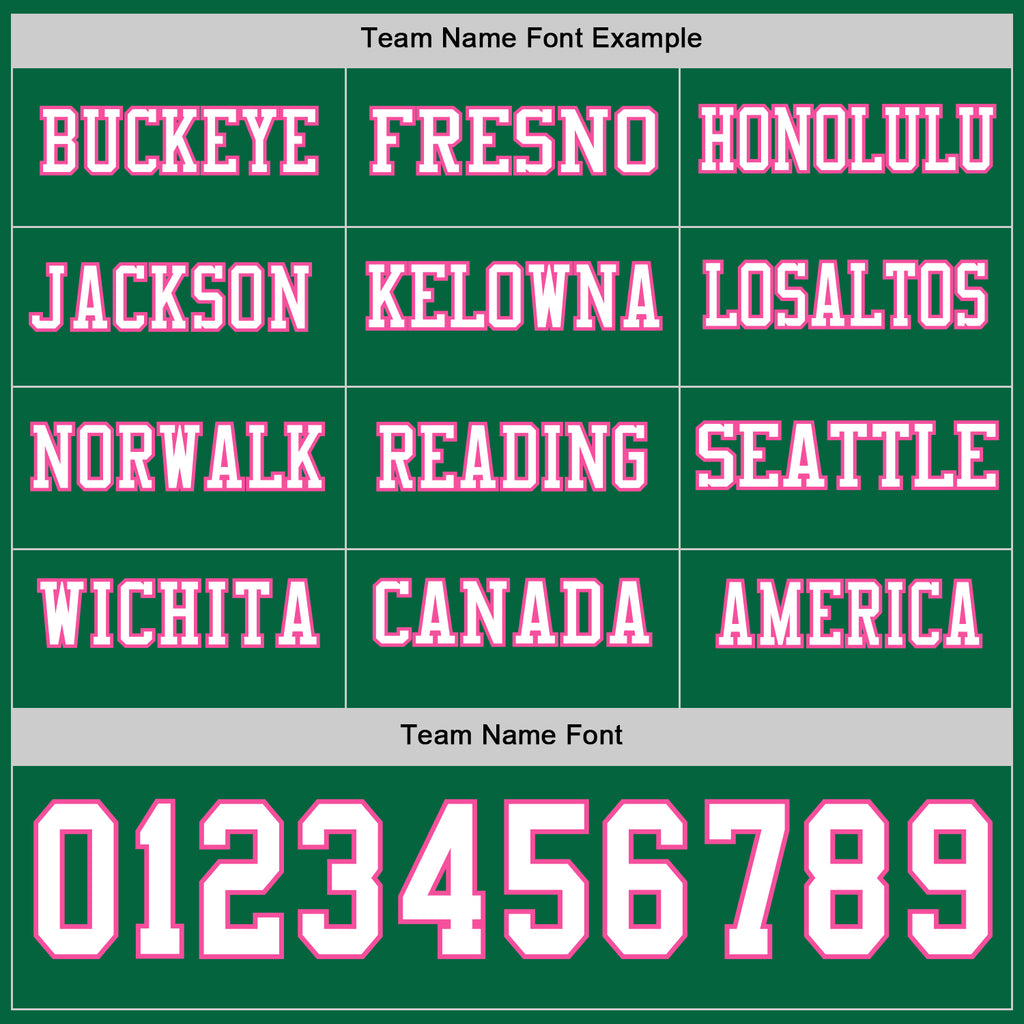Custom Kelly Green White-Pink Long Sleeve Authentic Football Jersey