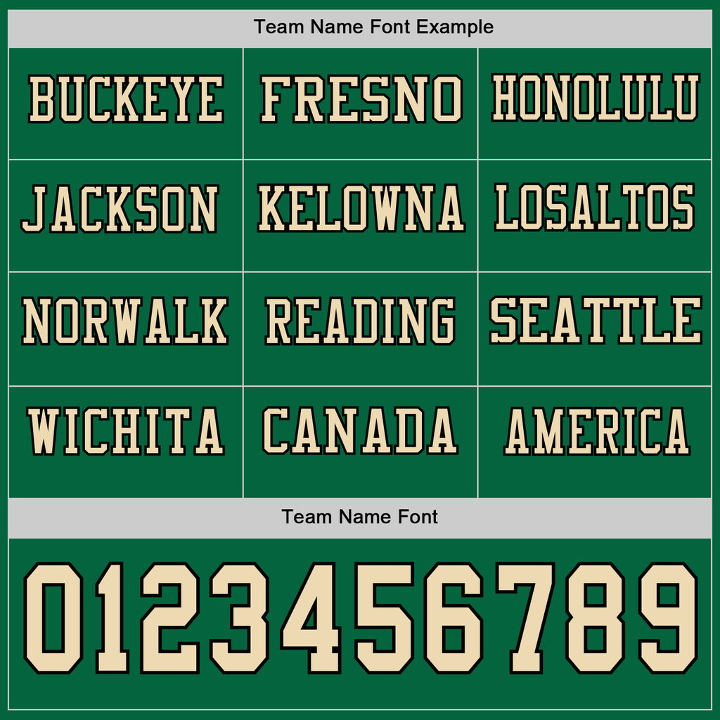 Custom Kelly Green Cream-Black Long Sleeve Authentic Football Jersey