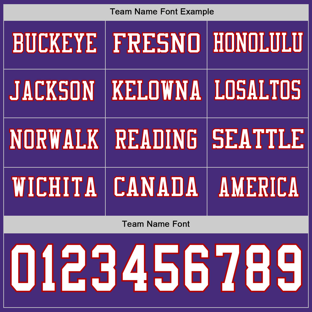 Custom Purple White-Red Long Sleeve Authentic Football Jersey