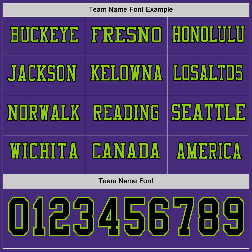 Custom Purple Black-Neon Green Long Sleeve Authentic Football Jersey