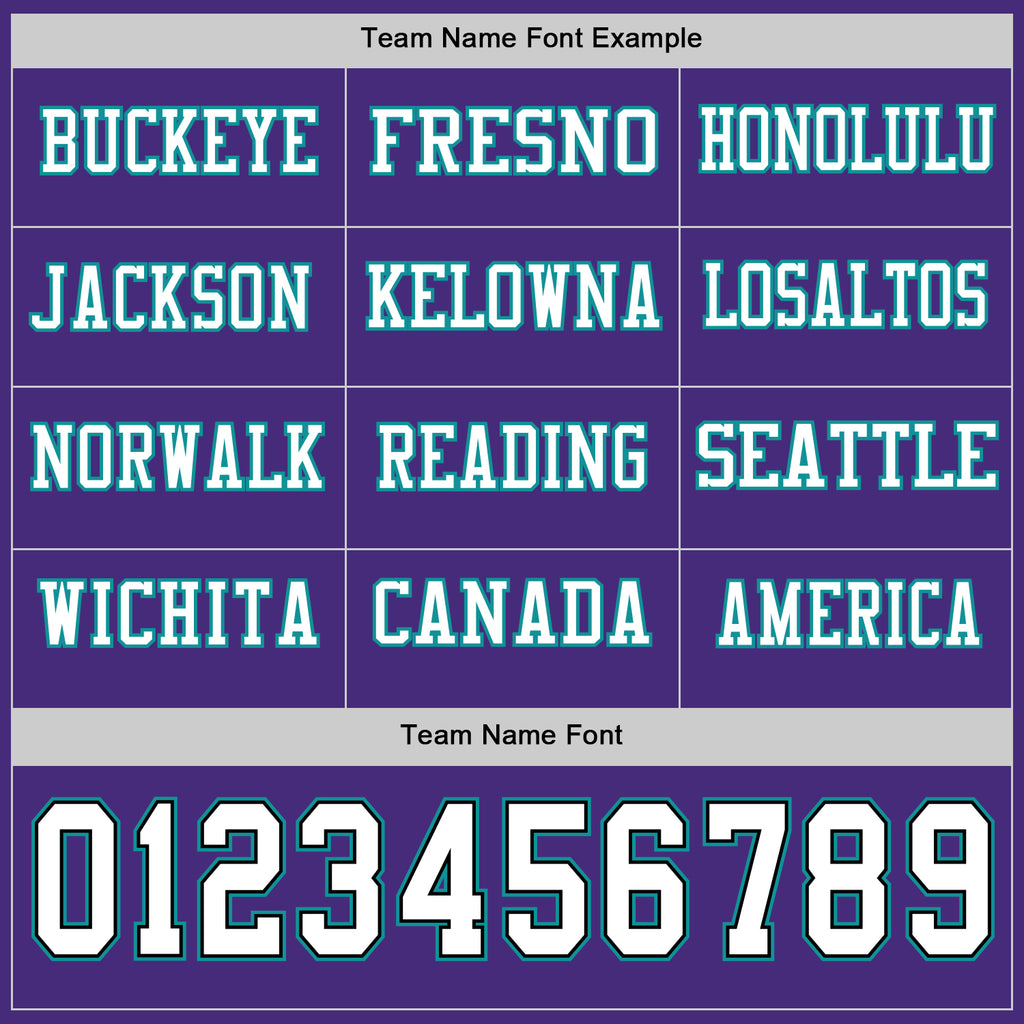 Custom Purple White Black-Teal Long Sleeve Authentic Football Jersey