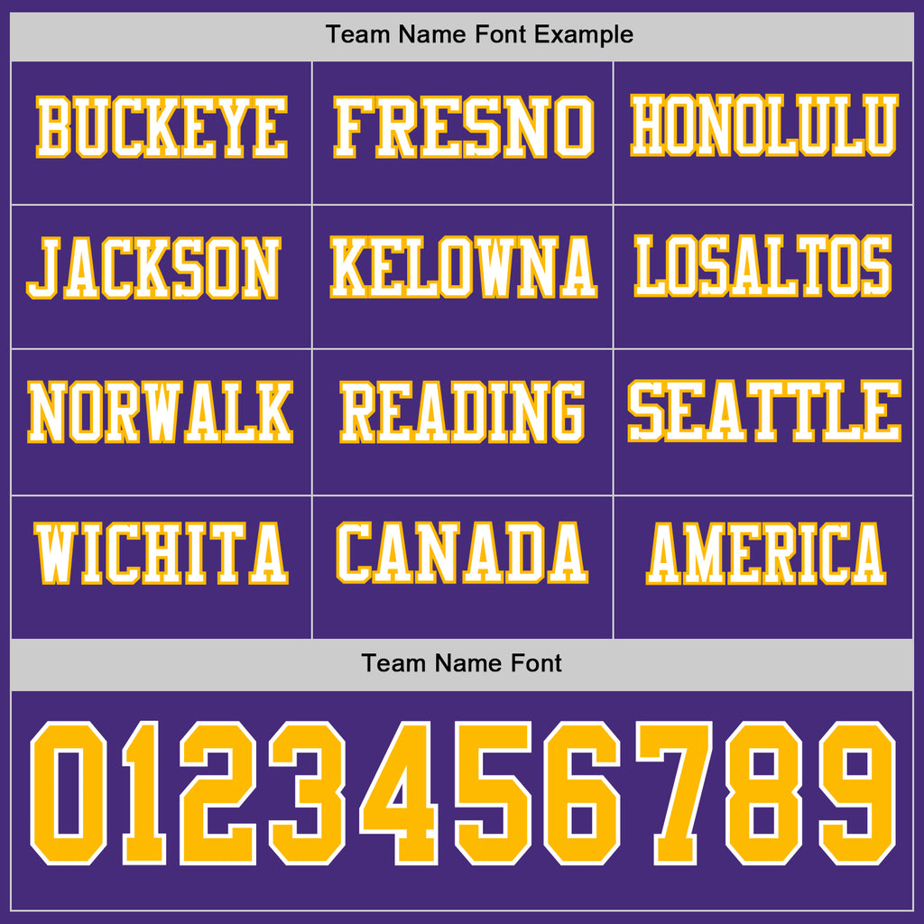Custom Purple Gold-White Long Sleeve Authentic Football Jersey