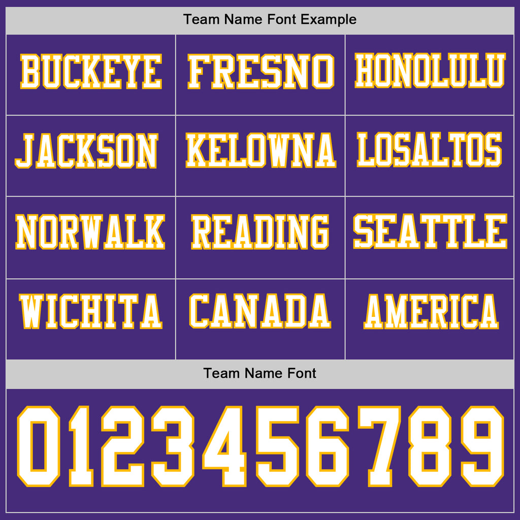 Custom Purple White-Gold Long Sleeve Authentic Football Jersey