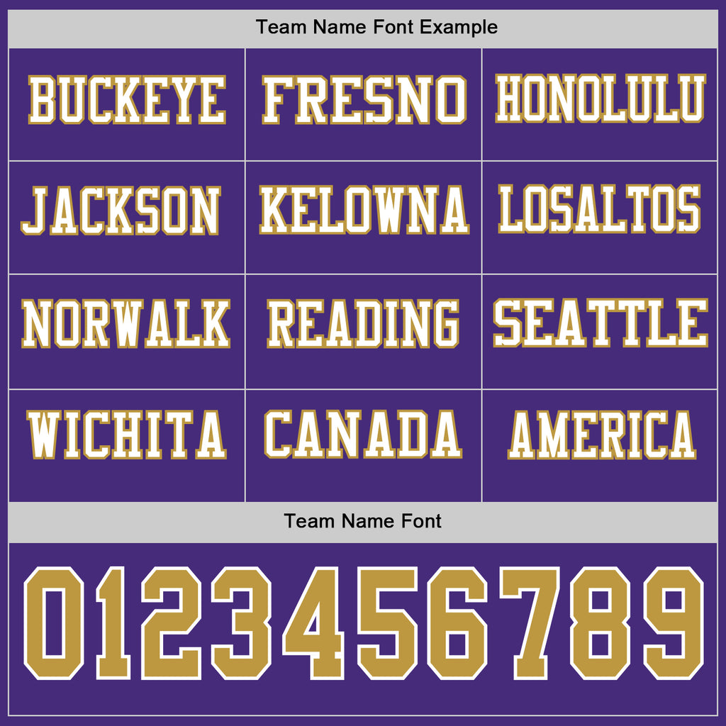 Custom Purple Old Gold-White Long Sleeve Authentic Football Jersey