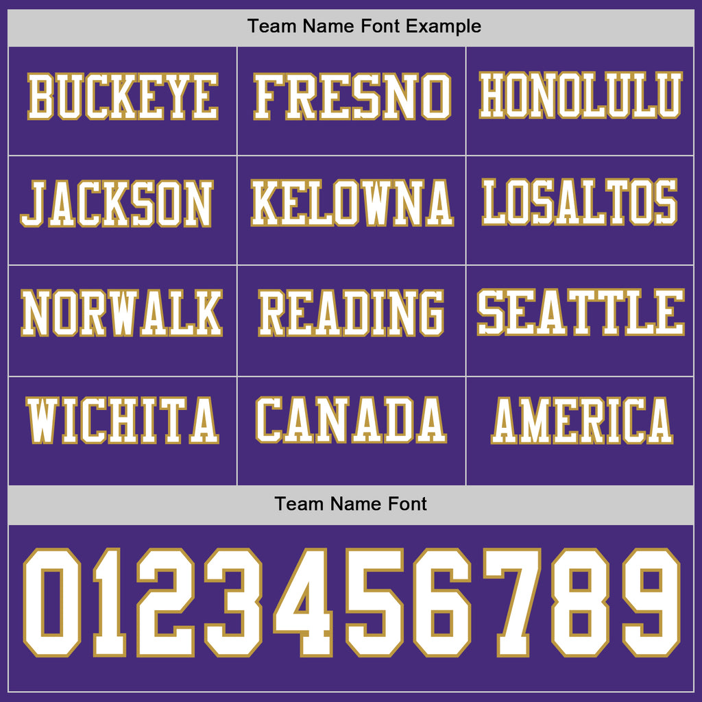 Custom Purple White-Old Gold Long Sleeve Authentic Football Jersey