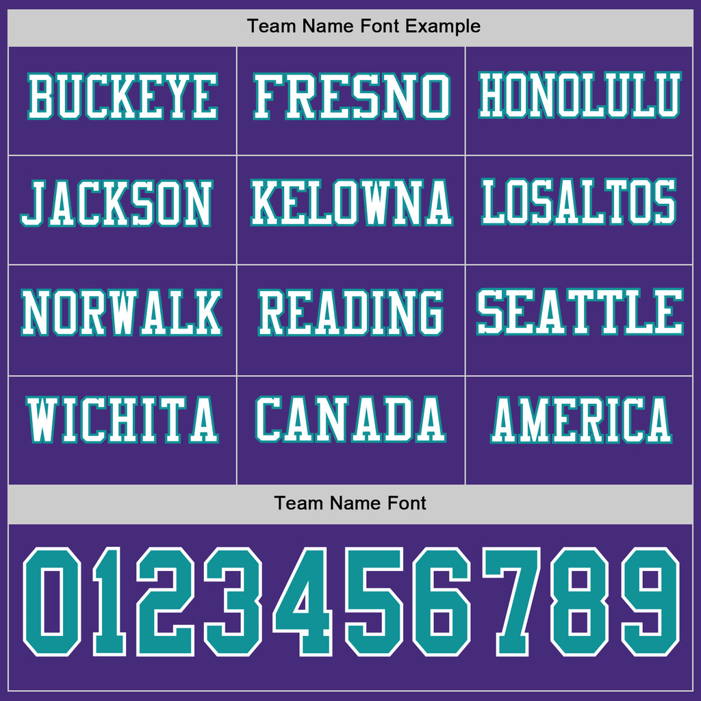 Custom Purple Teal-White Long Sleeve Authentic Football Jersey